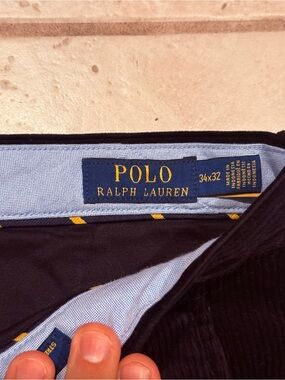 Polo by Ralph Lauren Navy Corduroy Men’s Pants with Light Blue Trim